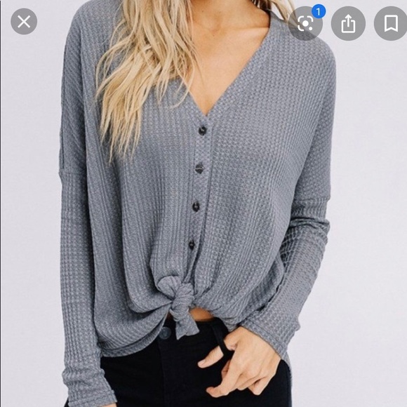 wild fable Sweaters - Purple Wild Fable button up tie bottom sweater